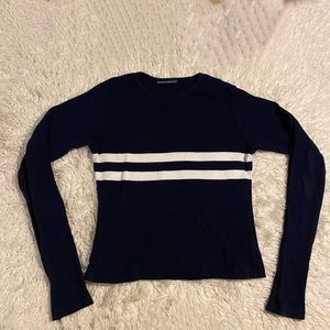 Brandy Melville Blue Striped Long Sleeve - Size Small